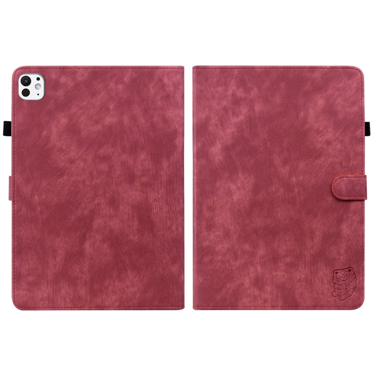 For iPad Pro 11 2024 Embossed Tiger Pattern Leather Tablet Case(Red) - iPad Pro 11 2024 Cases by PMC Jewellery | Online Shopping South Africa | PMC Jewellery | Buy Now Pay Later Mobicred