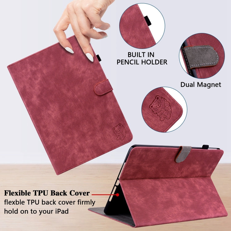 For iPad Pro 11 2024 Embossed Tiger Pattern Leather Tablet Case(Red) - iPad Pro 11 2024 Cases by PMC TechLife | Online Shopping South Africa | PMC TechLife | Buy Now Pay Later Mobicred