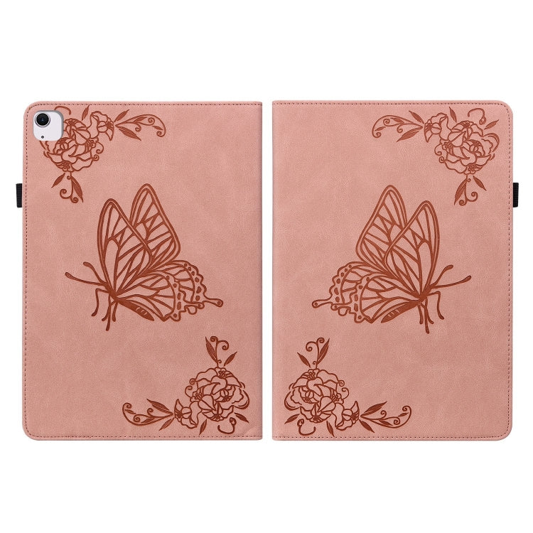 For iPad Air 11 2024 Butterfly Flower Embossed Leather Tablet Case(Rose Gold) - iPad Air 11 2024 Cases by PMC Jewellery | Online Shopping South Africa | PMC Jewellery | Buy Now Pay Later Mobicred