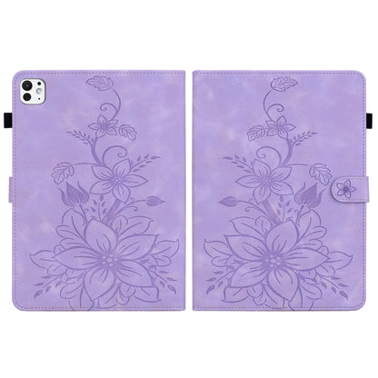 For iPad Pro 11 2024 Lily Embossed Leather Smart Tablet Case(Purple) - iPad Pro 11 2024 Cases by PMC Jewellery | Online Shopping South Africa | PMC Jewellery | Buy Now Pay Later Mobicred