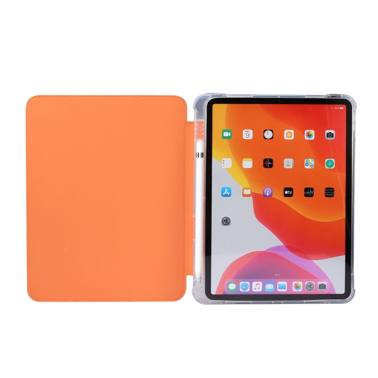 For iPad Air 11 2024 3-folding Electric Pressed Skin Texture Leather Tablet Case(Orange) - iPad Air 11 2024 Cases by PMC Jewellery | Online Shopping South Africa | PMC Jewellery | Buy Now Pay Later Mobicred