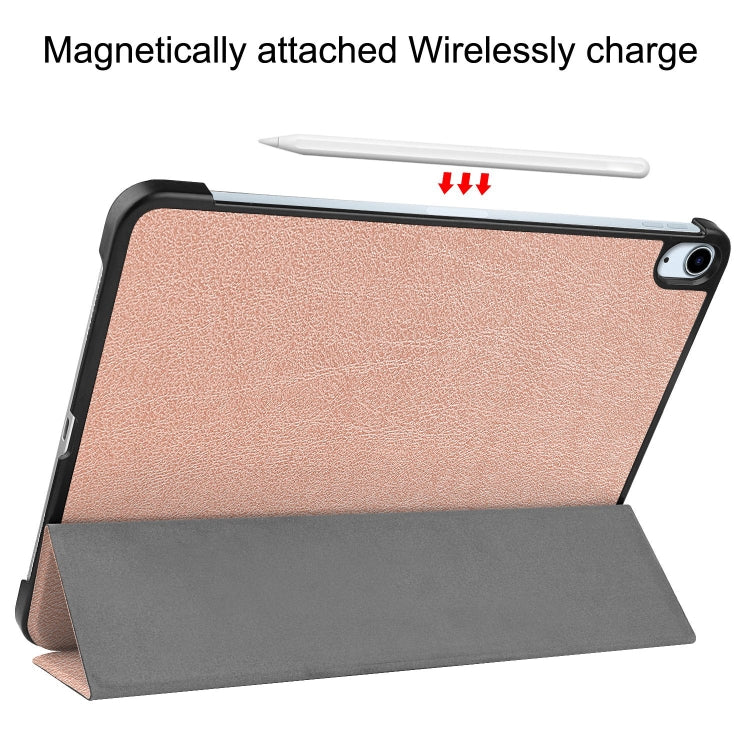 For iPad Air 11 2024 Custer Pure Color 3-Fold Holder Smart Leather Tablet Case(Rose Gold) - iPad Air 11 2024 Cases by PMC Jewellery | Online Shopping South Africa | PMC Jewellery | Buy Now Pay Later Mobicred