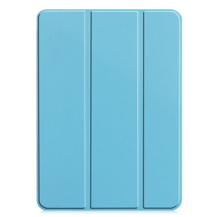 For iPad Pro 11 2024 Custer Pure Color 3-Fold Holder Smart Leather Tablet Case(Sky Blue) - iPad Pro 11 2024 Cases by PMC TechLife | Online Shopping South Africa | PMC TechLife | Buy Now Pay Later Mobicred