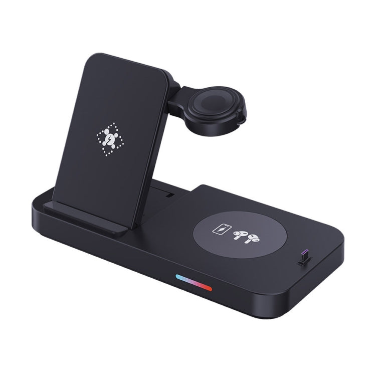 For Huawei Series 3 in 1 15W Earphones/Phones/Watch Fold Wireless Charger Stand(Black) - Multifunction Charger by PMC Jewellery | Online Shopping South Africa | PMC Jewellery | Buy Now Pay Later Mobicred