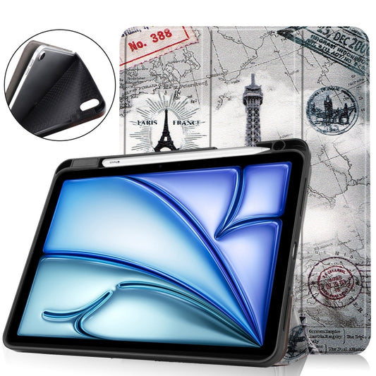 For iPad Air 11 2024 Custer Painted 3-Fold Holder Smart Leather Tablet Case(Eiffel Tower) - iPad Air 11 2024 Cases by PMC Jewellery | Online Shopping South Africa | PMC Jewellery | Buy Now Pay Later Mobicred