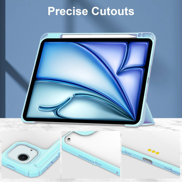 For iPad Air 13 2024 Pure Color 3-fold Clear TPU Smart Leather Tablet Case(Sky Blue) - iPad Air 13 2024 Cases by PMC Jewellery | Online Shopping South Africa | PMC Jewellery | Buy Now Pay Later Mobicred