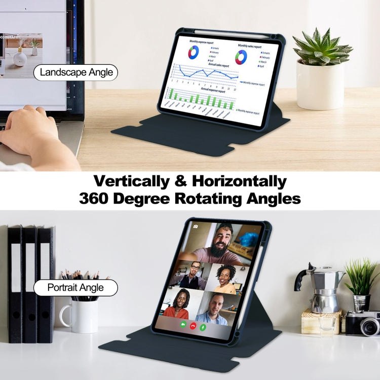 For iPad Pro 11 2024 Transparent Rotation Smart Leather Tablet Case with Keyboard(Dark Blue) - iPad Pro 11 2024 Cases by PMC TechLife | Online Shopping South Africa | PMC TechLife | Buy Now Pay Later Mobicred