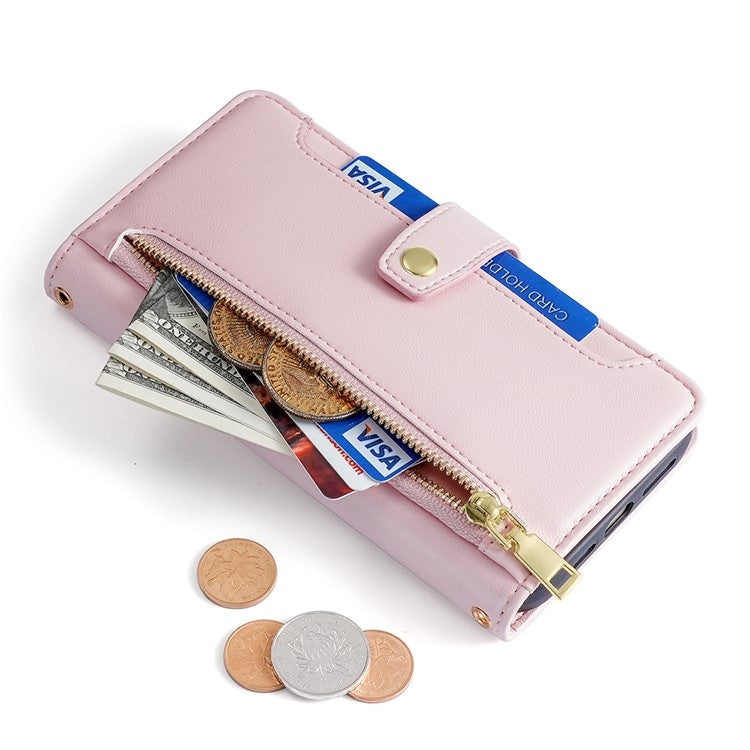For Google Pixel 9 Sheep Texture Cross-body Zipper Wallet Leather Phone Case(Pink) - free shipping - PMC TechLife - Order now!