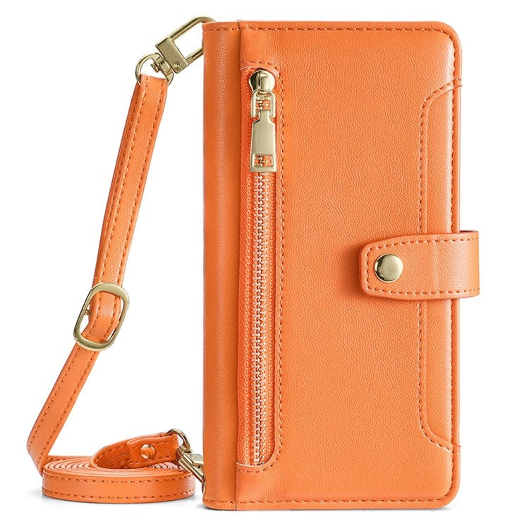 For Google Pixel 9 Pro XL Sheep Texture Cross-body Zipper Wallet Leather Phone Case(Orange) - Google Cases by PMC TechLife | Online Shopping South Africa | PMC TechLife | Buy Now Pay Later Mobicred