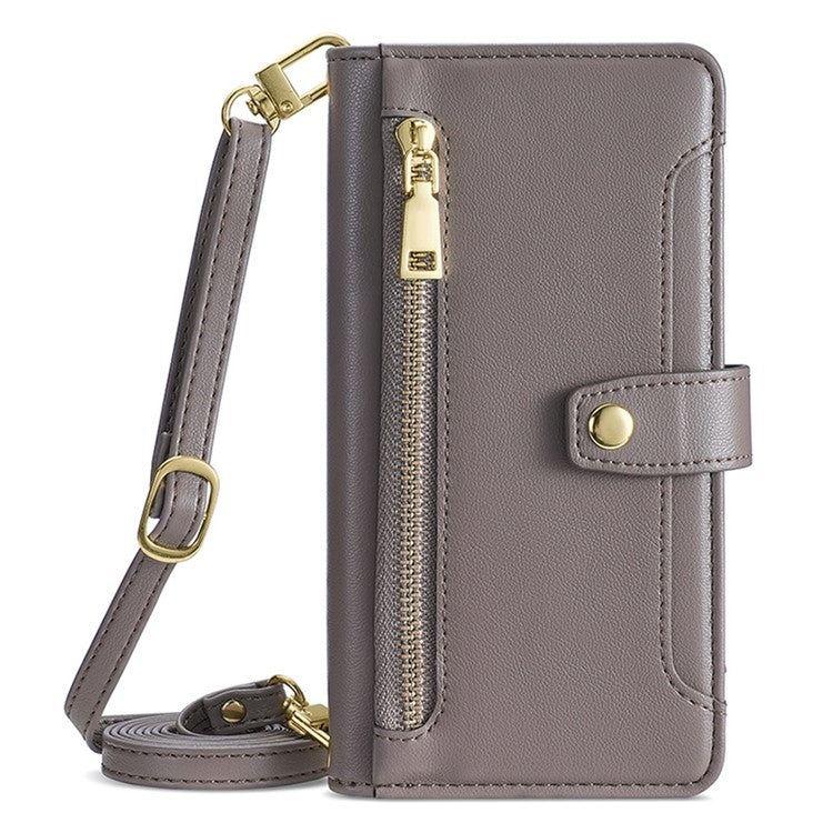 For Google Pixel 9 Pro XL Sheep Texture Cross-body Zipper Wallet Leather Phone Case(Grey) - Google Cases by PMC TechLife | Online Shopping South Africa | PMC TechLife | Buy Now Pay Later Mobicred