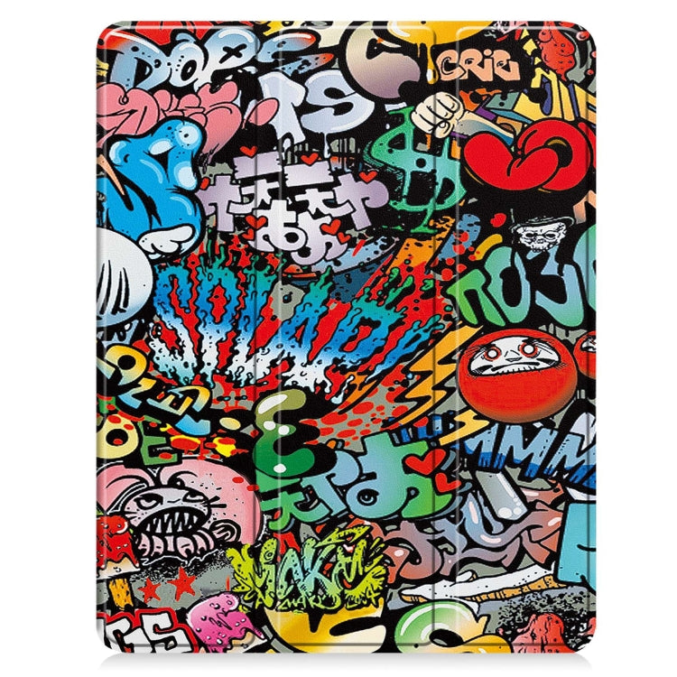 For iPad Pro 13 2024 Custer Painted 3-Fold Holder Smart Leather Tablet Case with Pen Tray(Graffiti) - iPad Pro 13 2024 Cases by PMC TechLife | Online Shopping South Africa | PMC TechLife | Buy Now Pay Later Mobicred