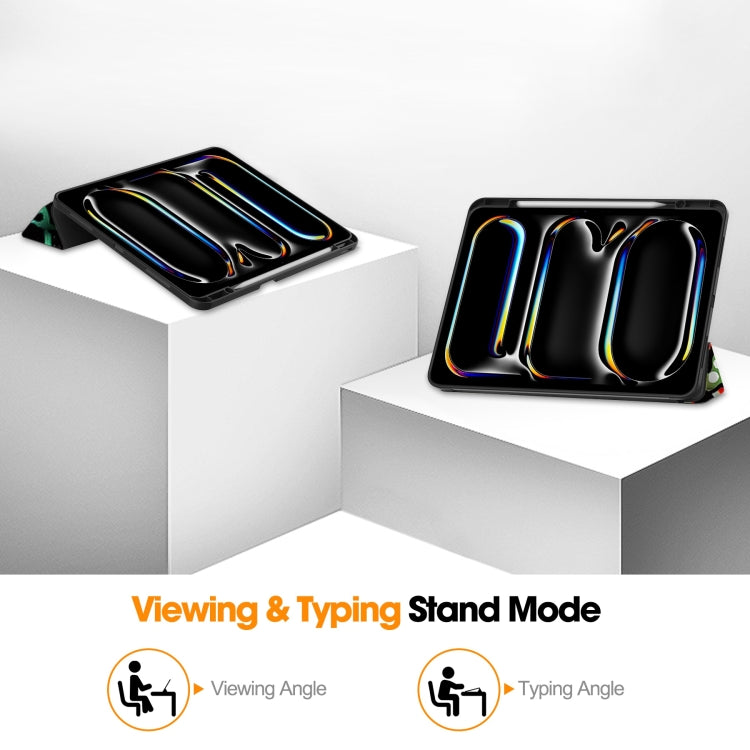 For iPad Pro 13 2024 Custer Painted 3-Fold Holder Smart Leather Tablet Case with Pen Tray(Graffiti) - iPad Pro 13 2024 Cases by PMC TechLife | Online Shopping South Africa | PMC TechLife | Buy Now Pay Later Mobicred
