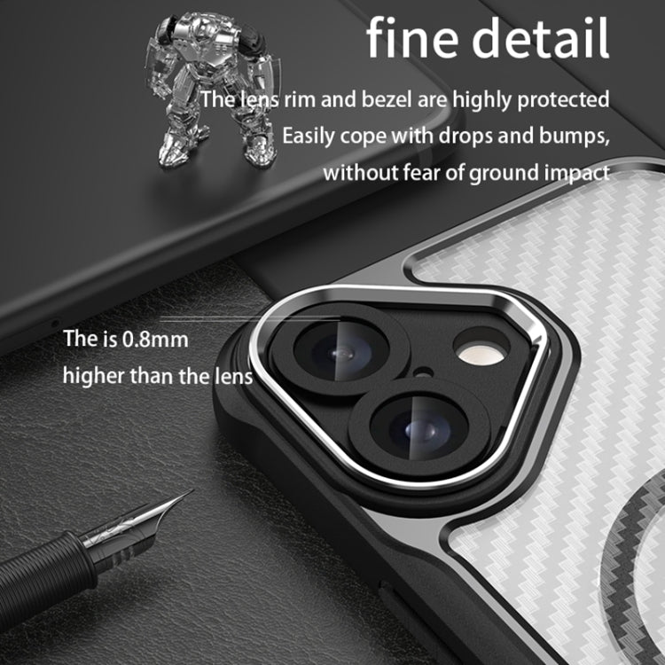 For iPhone 16 Plus Carbon Fiber Texture MagSafe Translucent Phone Case(Black) - iPhone 16 Plus Cases by PMC TechLife | Online Shopping South Africa | PMC TechLife | Buy Now Pay Later Mobicred