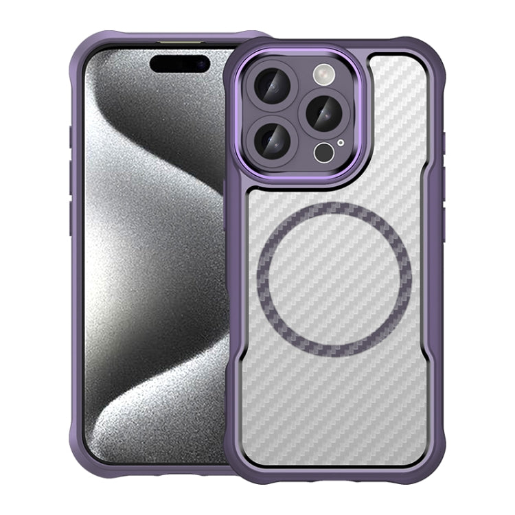 For iPhone 16 Pro Carbon Fiber Texture MagSafe Translucent Phone Case(Purple) - iPhone 16 Pro Cases by PMC TechLife | Online Shopping South Africa | PMC TechLife | Buy Now Pay Later Mobicred