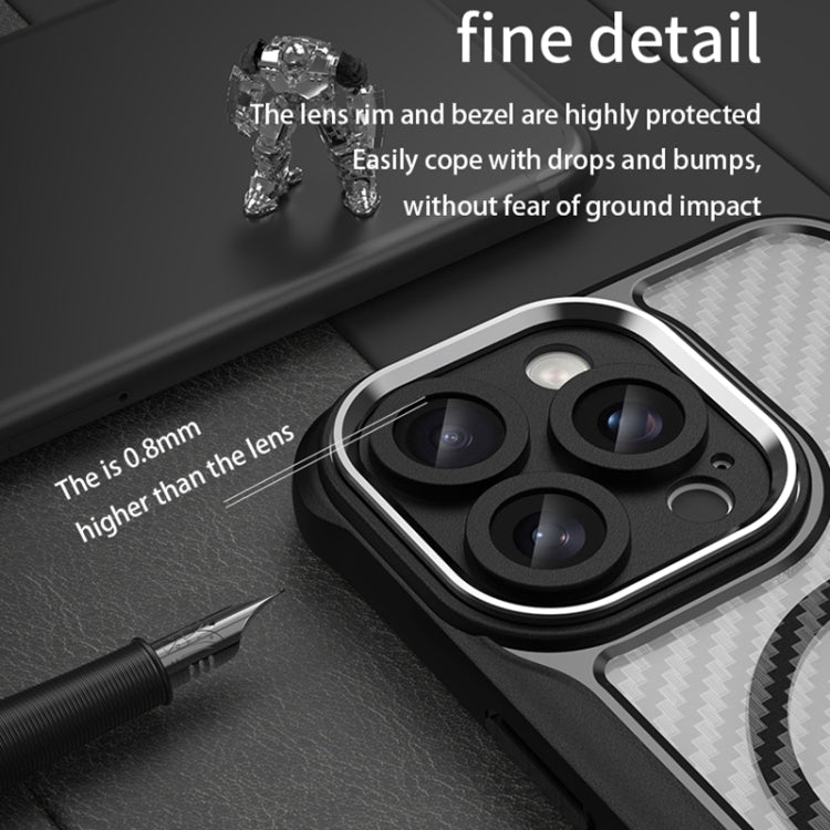 For iPhone 16 Pro Carbon Fiber Texture MagSafe Translucent Phone Case(Purple) - iPhone 16 Pro Cases by PMC TechLife | Online Shopping South Africa | PMC TechLife | Buy Now Pay Later Mobicred