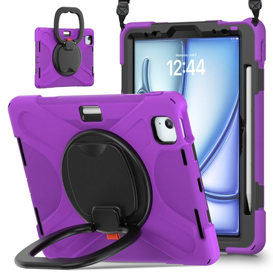 For iPad Air 11 2024 Silicone Hybrid PC Tablet Case with Holder & Shoulder Strap(Purple) - iPad Air 11 2024 Cases by PMC Jewellery | Online Shopping South Africa | PMC Jewellery | Buy Now Pay Later Mobicred