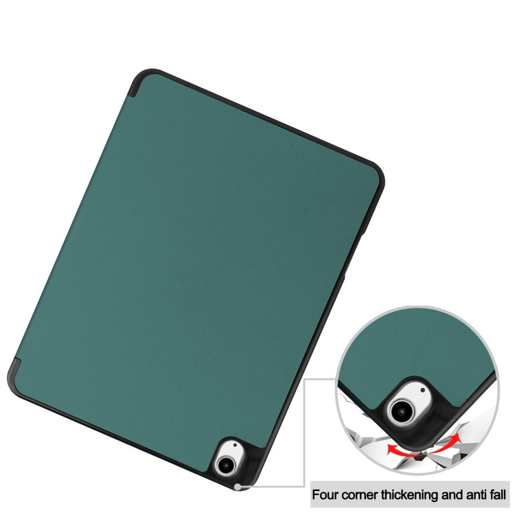 For iPad Air 13 2024 Custer TPU Pure Color 3-Fold Holder Smart Leather Tablet Case with Pen Tray(Dark Green) - iPad Air 13 2024 Cases by PMC Jewellery | Online Shopping South Africa | PMC Jewellery | Buy Now Pay Later Mobicred