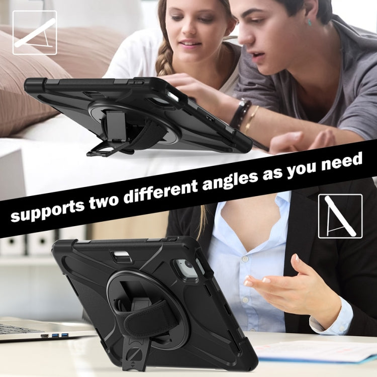For iPad Air 11 2024 / Air 11 2025 Rotatable Holder Silicone Hybrid PC Tablet Case with Shoulder Strap(Black) - iPad Air 11 2025 / 2024 Cases by PMC TechLife | Online Shopping South Africa | PMC TechLife | Buy Now Pay Later Mobicred