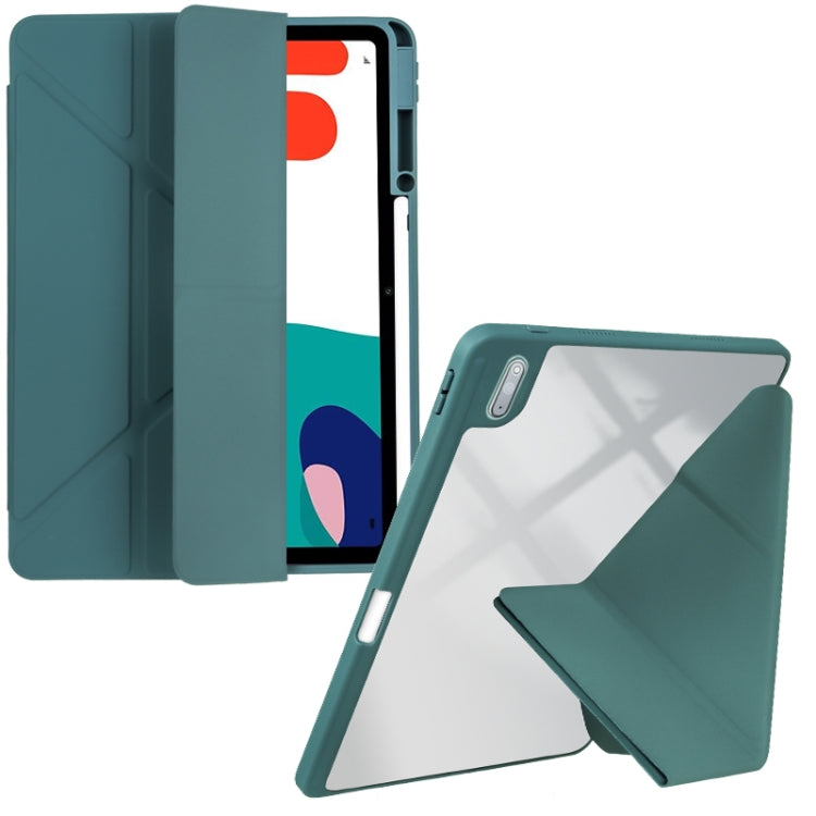 For Huawei MatePad 10.4 Clear Acrylic Deformation Leather Tablet Case(Dark Green) - Huawei by PMC TechLife | Online Shopping South Africa | PMC TechLife | Buy Now Pay Later Mobicred