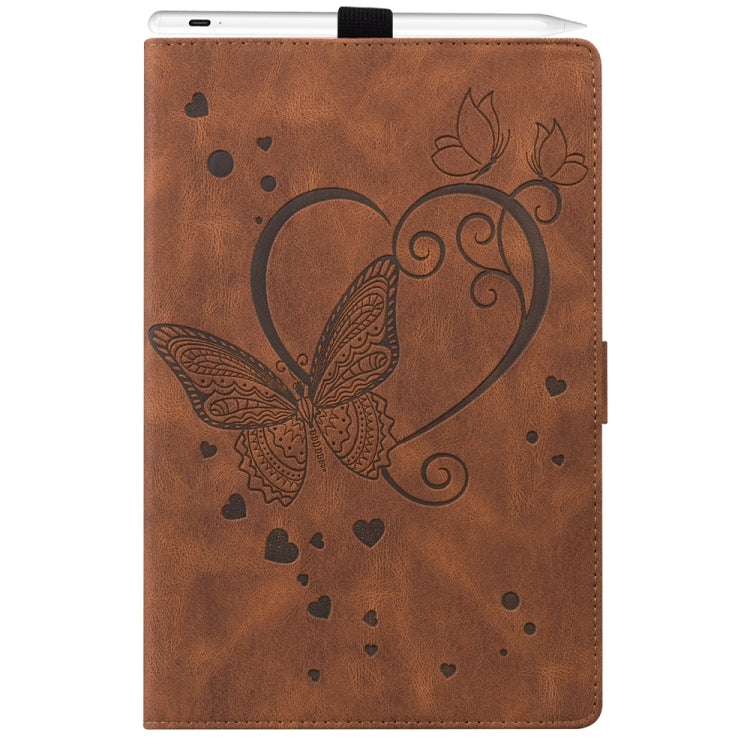 For iPad Pro 13 2024 Love Butterfly Embossed Leather Tablet Case(Brown) - iPad Pro 13 2024 Cases by PMC TechLife | Online Shopping South Africa | PMC TechLife | Buy Now Pay Later Mobicred