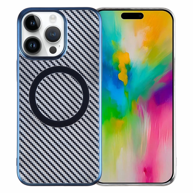 For iPhone 16 Pro 6D Plated Carbon Fiber Clear Magsafe PC Phone Case(Dream Blue) - iPhone 16 Pro Cases by PMC Jewellery | Online Shopping South Africa | PMC Jewellery | Buy Now Pay Later Mobicred