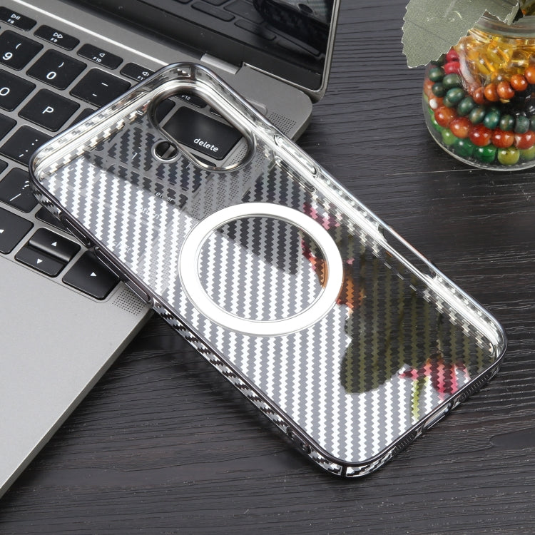 For iPhone 16 Plus 6D Plated Carbon Fiber Clear Magsafe PC Phone Case(Aurora Purple) - iPhone 16 Plus Cases by PMC Jewellery | Online Shopping South Africa | PMC Jewellery | Buy Now Pay Later Mobicred