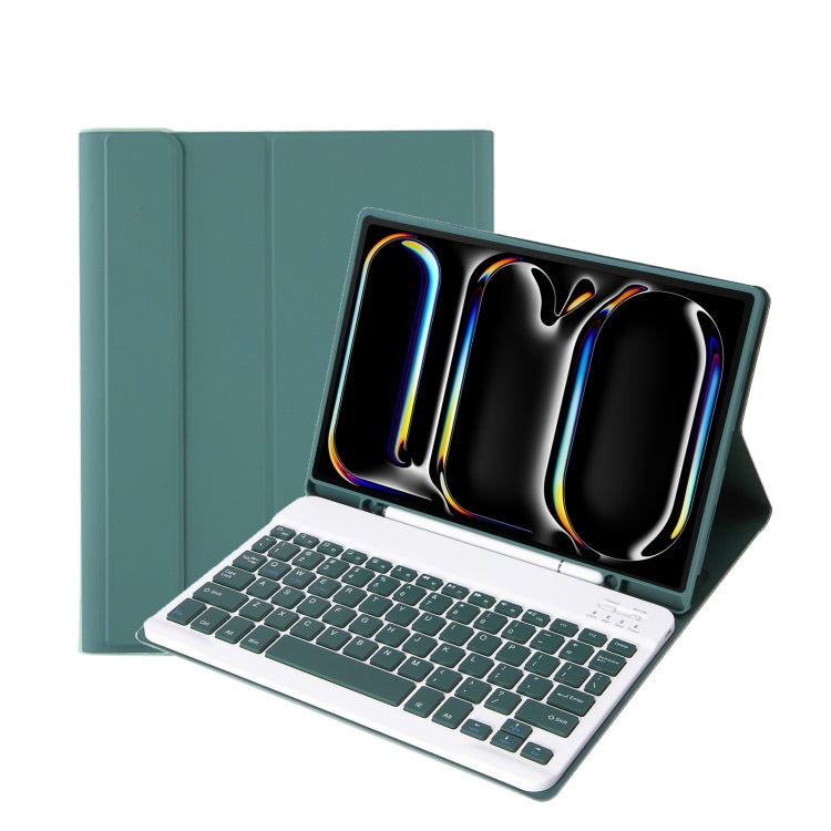 For iPad Pro 11 2024 A13B Lambskin Texture Bluetooth Touch Keyboard Leather Tablet Case with Pen Slot(Dark Green) - For iPad Pro by PMC TechLife | Online Shopping South Africa | PMC TechLife | Buy Now Pay Later Mobicred