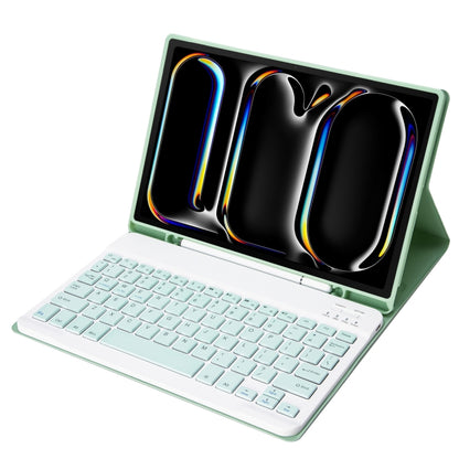 For iPad Pro 11 2024 A13B Lambskin Texture Bluetooth Touch Keyboard Leather Tablet Case with Pen Slot(Light Green) - For iPad Pro by PMC Jewellery | Online Shopping South Africa | PMC Jewellery | Buy Now Pay Later Mobicred