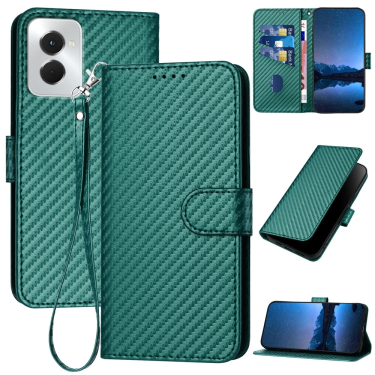 For Motorola Moto G Power 5G 2024 YX0070 Carbon Fiber Buckle Leather Phone Case with Lanyard(Dark Green) - Motorola Cases by PMC Jewellery | Online Shopping South Africa | PMC Jewellery | Buy Now Pay Later Mobicred