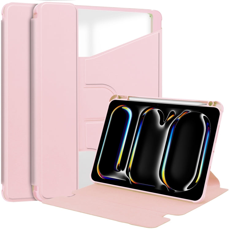 For iPad Pro 13 2024 Transparent Rotation Smart Leather Tablet Case(Pink) - iPad Pro 13 2024 Cases by PMC TechLife | Online Shopping South Africa | PMC TechLife | Buy Now Pay Later Mobicred