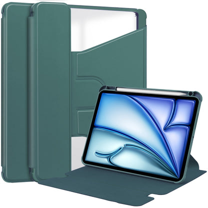 For iPad Air 13 2025 / 2024 Transparent Rotation Smart Leather Tablet Case(Dark Green) - iPad Air 13 2025 / 2024 Cases by PMC Jewellery | Online Shopping South Africa | PMC Jewellery | Buy Now Pay Later Mobicred