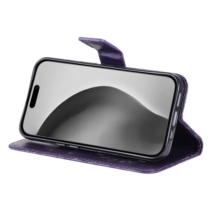 For iPhone 16 Pro Max Embossed Sunflower Pattern Flip Leather Phone Case(Purple) - iPhone 16 Pro Max Cases by PMC TechLife | Online Shopping South Africa | PMC TechLife | Buy Now Pay Later Mobicred