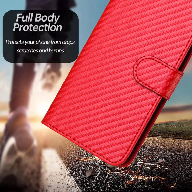 For vivo Y20/Y20i/Y20a/Y12s/Y12a YX0070 Carbon Fiber Buckle Leather Phone Case with Lanyard(Red) - vivo Cases by PMC Jewellery | Online Shopping South Africa | PMC Jewellery | Buy Now Pay Later Mobicred