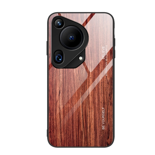 For Huawei Pura 70 Ultra Wood Grain Glass Phone Case(Coffee) - Huawei Cases by PMC Jewellery | Online Shopping South Africa | PMC Jewellery | Buy Now Pay Later Mobicred