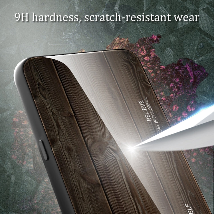 For Huawei Pura 70 Wood Grain Glass Phone Case(Coffee) - Huawei Cases by PMC Jewellery | Online Shopping South Africa | PMC Jewellery | Buy Now Pay Later Mobicred