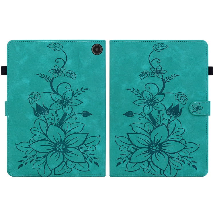 For Amazon Fire Max 11 Lily Embossed Leather Tablet Case(Green) - Amazon by PMC TechLife | Online Shopping South Africa | PMC TechLife | Buy Now Pay Later Mobicred