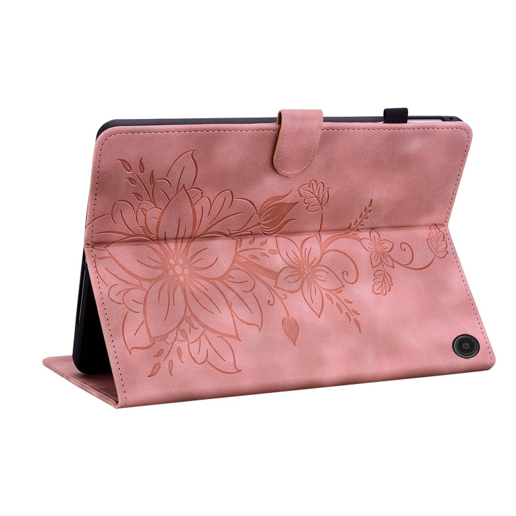 For Amazon Fire Max 11 Lily Embossed Leather Tablet Case(Pink) - Amazon by PMC TechLife | Online Shopping South Africa | PMC TechLife | Buy Now Pay Later Mobicred