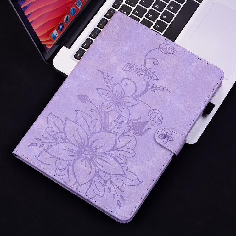 For Amazon Fire Max 11 Lily Embossed Leather Tablet Case(Purple) - Amazon by PMC TechLife | Online Shopping South Africa | PMC TechLife | Buy Now Pay Later Mobicred