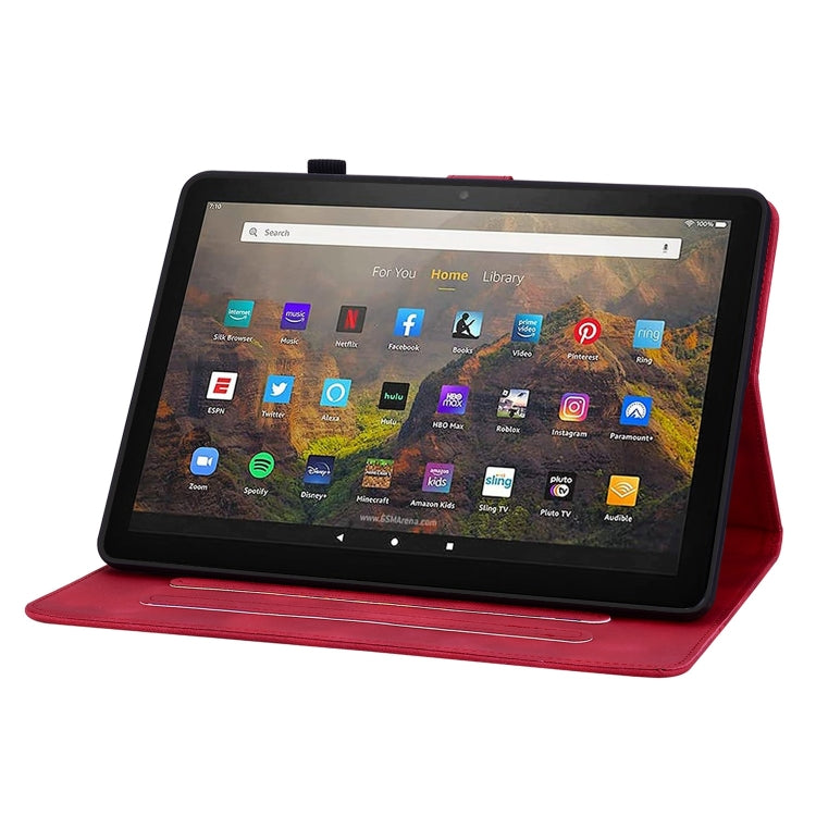For Amazon Fire HD10 2019/2017 Lily Embossed Leather Smart Tablet Case(Red) - Amazon by PMC TechLife | Online Shopping South Africa | PMC TechLife | Buy Now Pay Later Mobicred