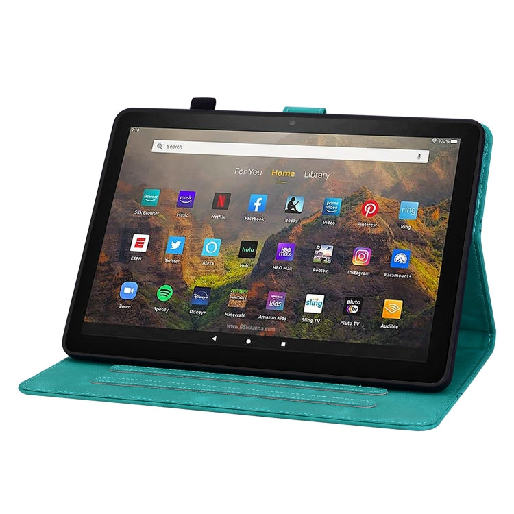 For Amazon Fire HD10 / HD10 Plus 2021 Lily Embossed Leather Smart Tablet Case(Green) - Amazon by PMC TechLife | Online Shopping South Africa | PMC TechLife | Buy Now Pay Later Mobicred