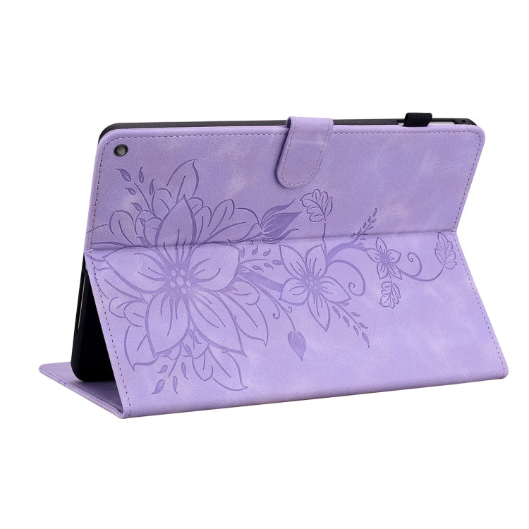 For Amazon Fire HD10 / HD10 Plus 2021 Lily Embossed Leather Smart Tablet Case(Purple) - Amazon by PMC TechLife | Online Shopping South Africa | PMC TechLife | Buy Now Pay Later Mobicred