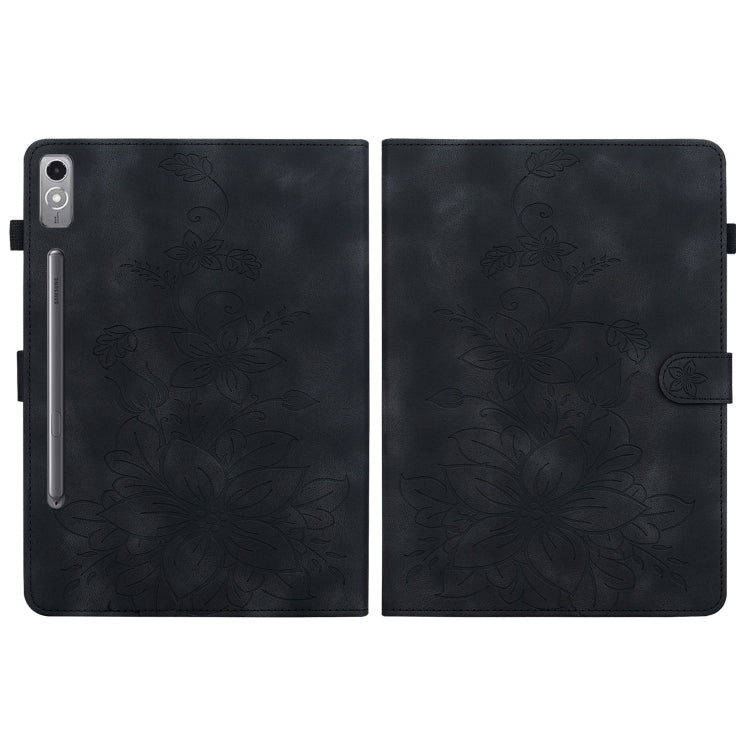 For Lenovo Tab P12 12.7 Lily Embossed Leather Tablet Case(Black) - Lenovo by PMC TechLife | Online Shopping South Africa | PMC TechLife | Buy Now Pay Later Mobicred