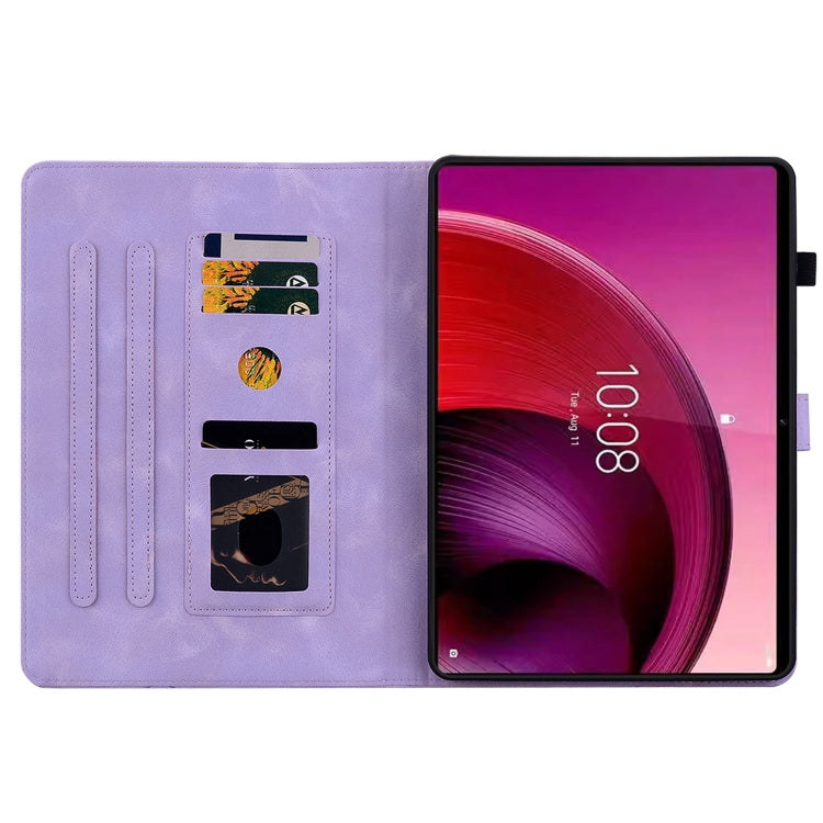 For Lenovo Tab M10 5G 2023 Lily Embossed Leather Tablet Case(Purple) - Lenovo by PMC TechLife | Online Shopping South Africa | PMC TechLife | Buy Now Pay Later Mobicred