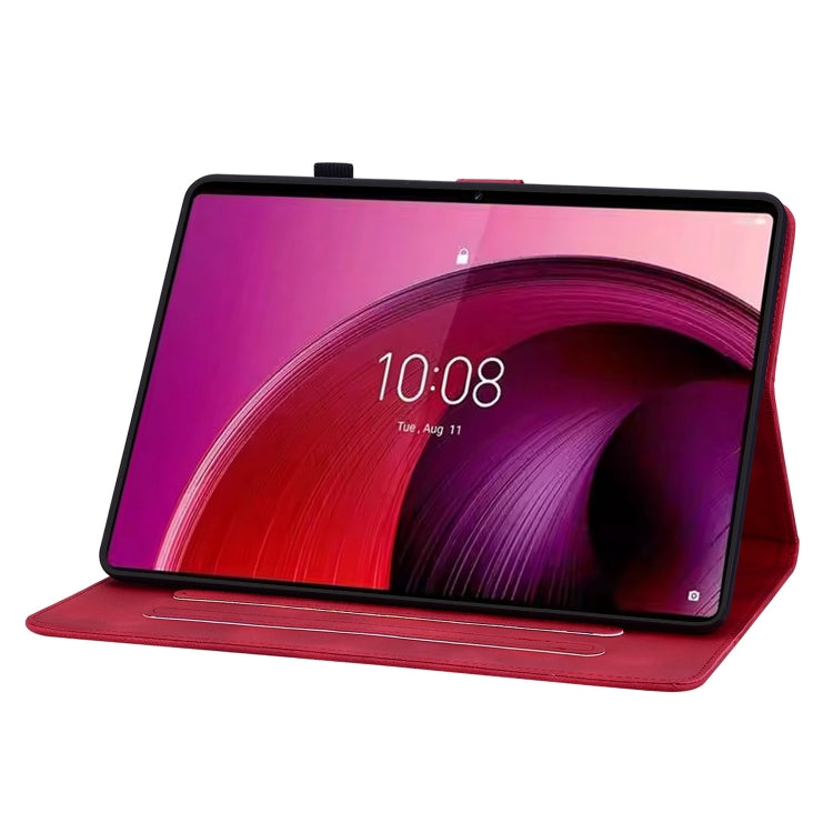 For Lenovo Tab M10 5G 2023 Lily Embossed Leather Tablet Case(Red) - Lenovo by PMC TechLife | Online Shopping South Africa | PMC TechLife | Buy Now Pay Later Mobicred