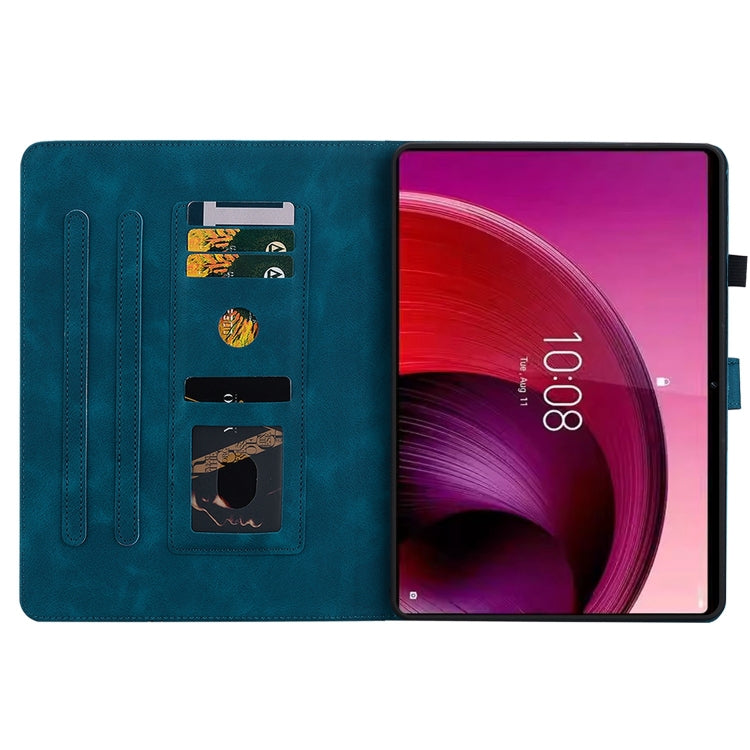 For Lenovo Tab M10 5G 2023 Lily Embossed Leather Tablet Case(Dark Blue) - Lenovo by PMC TechLife | Online Shopping South Africa | PMC TechLife | Buy Now Pay Later Mobicred