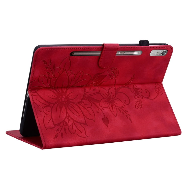 For Lenovo Tab P11 Pro Gen 2 11.2 Lily Embossed Leather Tablet Case(Red) - Lenovo by PMC TechLife | Online Shopping South Africa | PMC TechLife | Buy Now Pay Later Mobicred