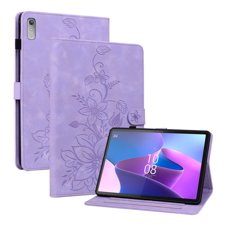 For Lenovo Tab P11 Gen 2 11.5 Lily Embossed Leather Tablet Case(Purple) - Lenovo by PMC TechLife | Online Shopping South Africa | PMC TechLife | Buy Now Pay Later Mobicred