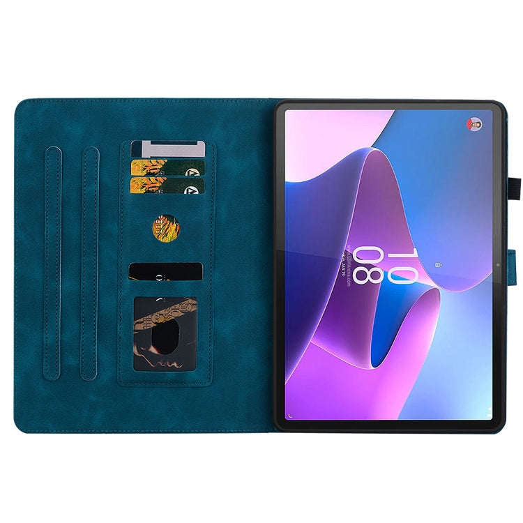 For Lenovo Tab P11 Gen 2 11.5 Lily Embossed Leather Tablet Case(Dark Blue) - Lenovo by PMC TechLife | Online Shopping South Africa | PMC TechLife | Buy Now Pay Later Mobicred