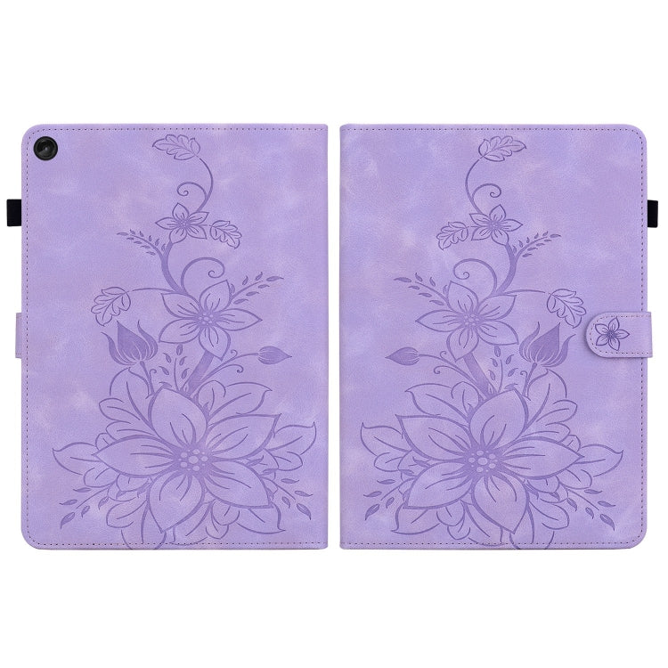 For Lenovo Tab M10 10.1 3rd Gen Lily Embossed Leather Tablet Case(Purple) - Lenovo by PMC TechLife | Online Shopping South Africa | PMC TechLife | Buy Now Pay Later Mobicred