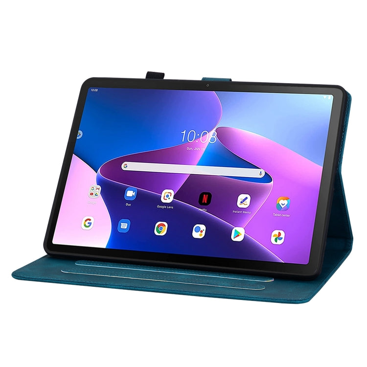 For Lenovo Tab M10 10.1 3rd Gen Lily Embossed Leather Tablet Case(Dark Blue) - Lenovo by PMC TechLife | Online Shopping South Africa | PMC TechLife | Buy Now Pay Later Mobicred